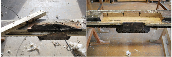 Kämpfer des Blendrahmens am Verwaltungsflügel Kämpfer des Blendrahmens am Verwaltungsflügel