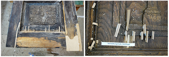 Größere und kleinere Risse ausgeleimt Größere und kleinere Risse ausgeleimt