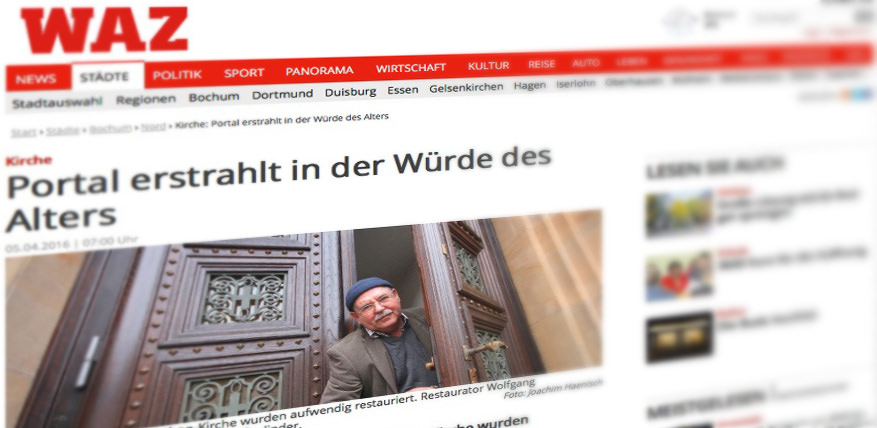 WAZ Artikel über die Restaurierung des Portal der Melanchthonkirche